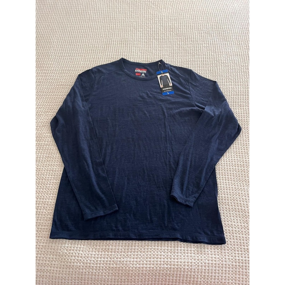 NEW Karbon Merino Wool Long Sleeve T-Shirt Mens Large Blue Base Layer Canada